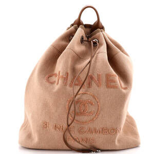 Chanel Large Deauville Backpack Canvas with Sequins
